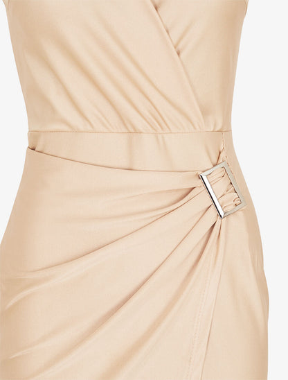 Robe satinée unie à boucle - Or - 3