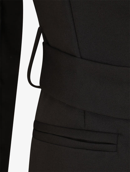 Veste unie à ceinture à nouer - Noir - 3