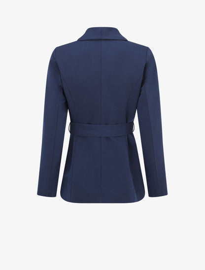 Veste unie à ceinture à nouer - Marine - 2