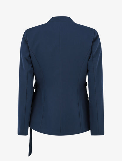 Veste droite unie à liens - Marine - 2