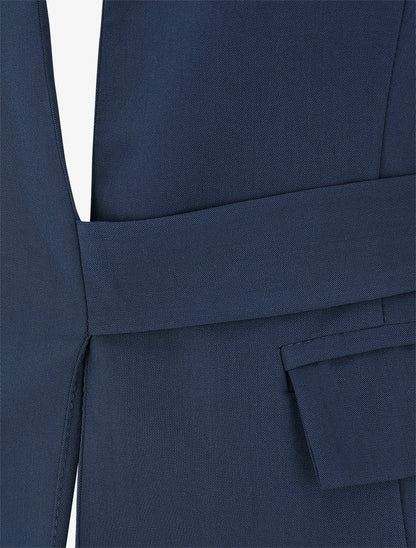 Veste droite unie à liens - Marine - 3