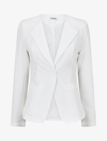 Veste unie boutonnée - Blanc - 4