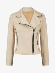 Veste en suédine style perfecto - Beige