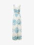 Combinaison imprimé ikat à buste élastiqué - Turquoise - 1