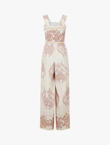 Combinaison imprimé ikat à buste élastiqué - Rose - 2