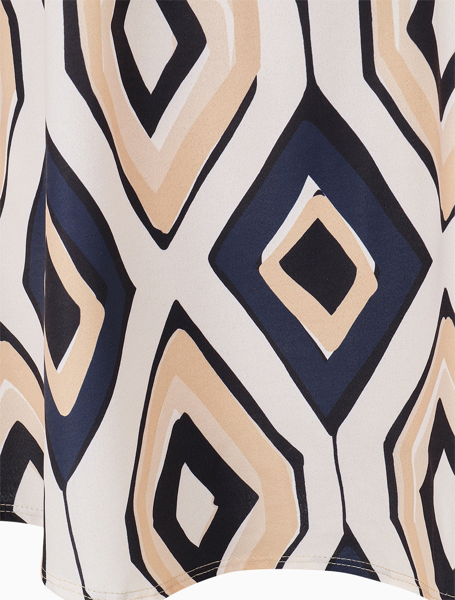 Robe dos nu imprimé graphique - Marine - 3
