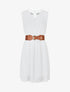 Robe mi-longue unie à col à perles - Blanc - 1