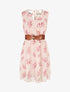 Robe irisée à col à perles et imprimé feuilles - Rose/beige - 1