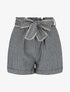 Short fluide à rayures et ceinture fantaisie - Noir - 1
