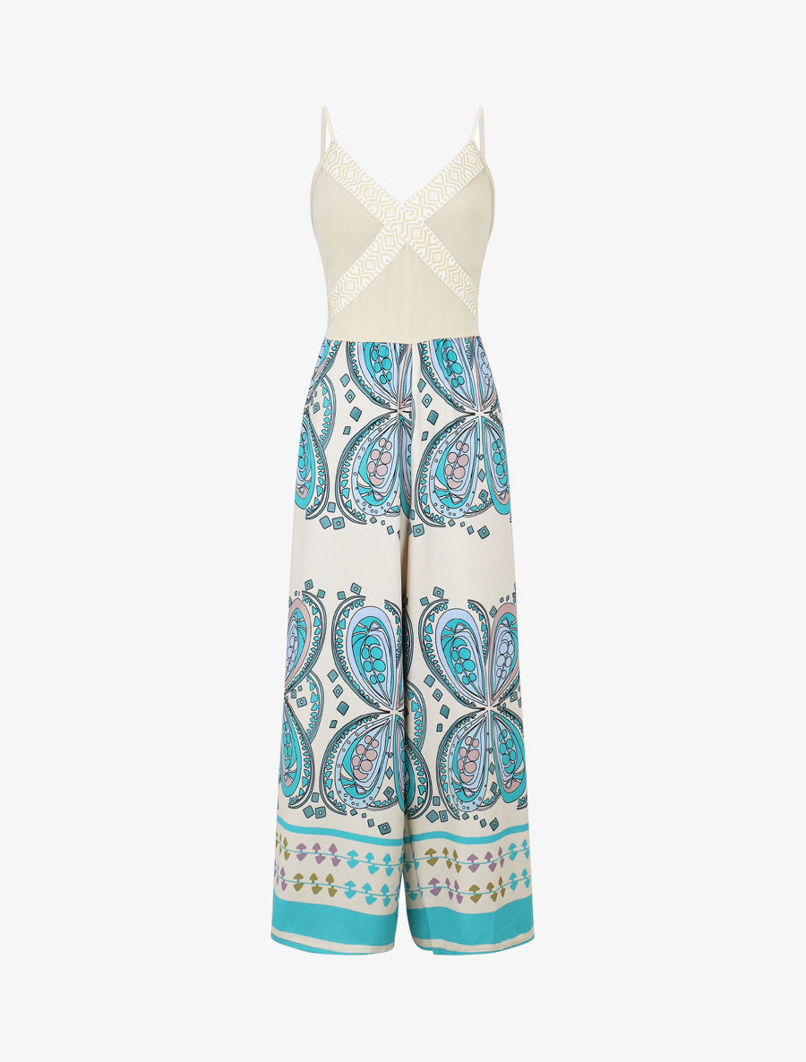 Combinaison à imprimé foulard - Turquoise - 1