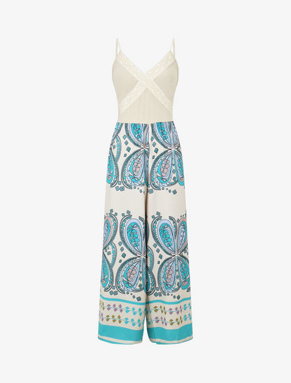 Combinaison à imprimé foulard - Turquoise - 1