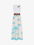 Robe longue imprimé palmiers et col à sangle - Turquoise - 1