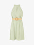 Robe unie à col américain - Vert clair - 1