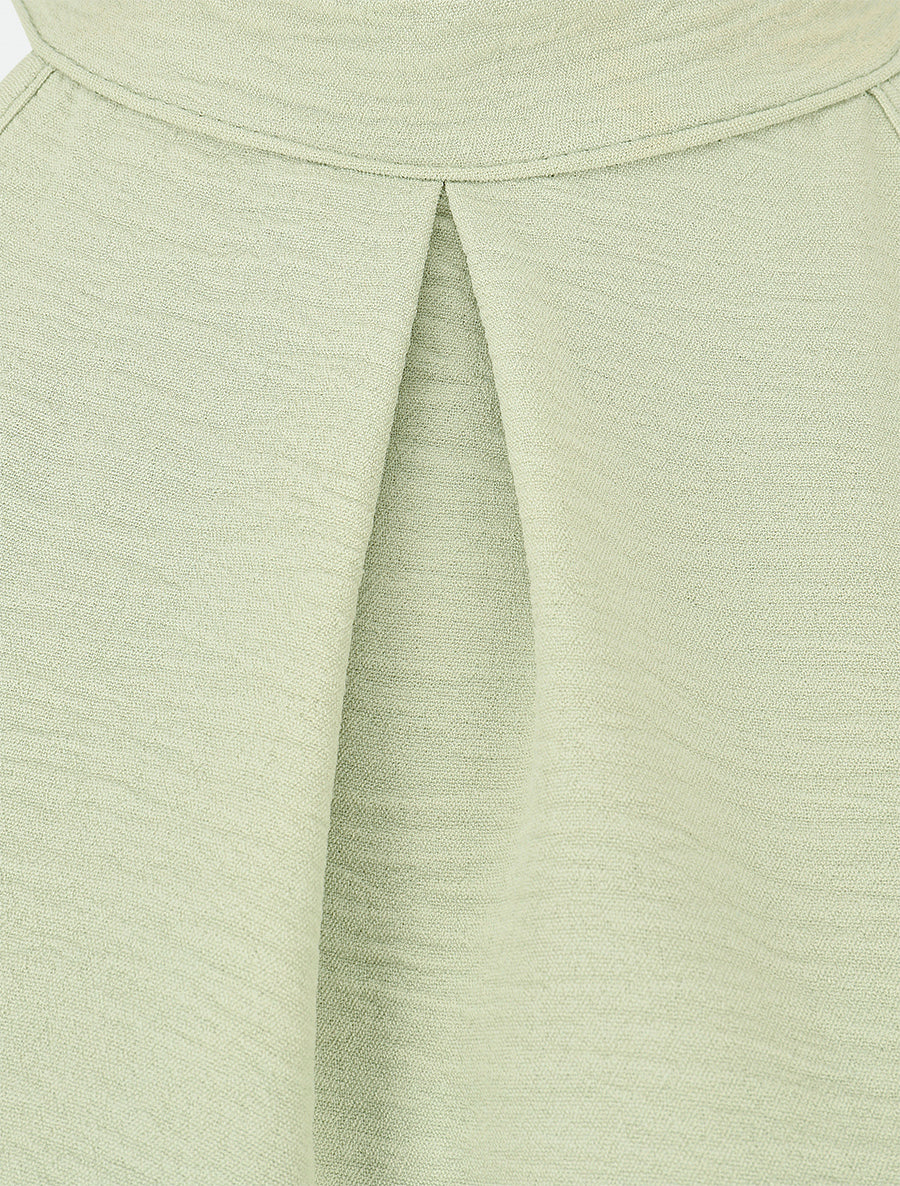 Robe unie à col américain - Vert clair - 3