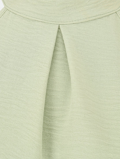 Robe unie à col américain - Vert clair - 3