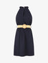 Robe unie à col américain - Marine - 1