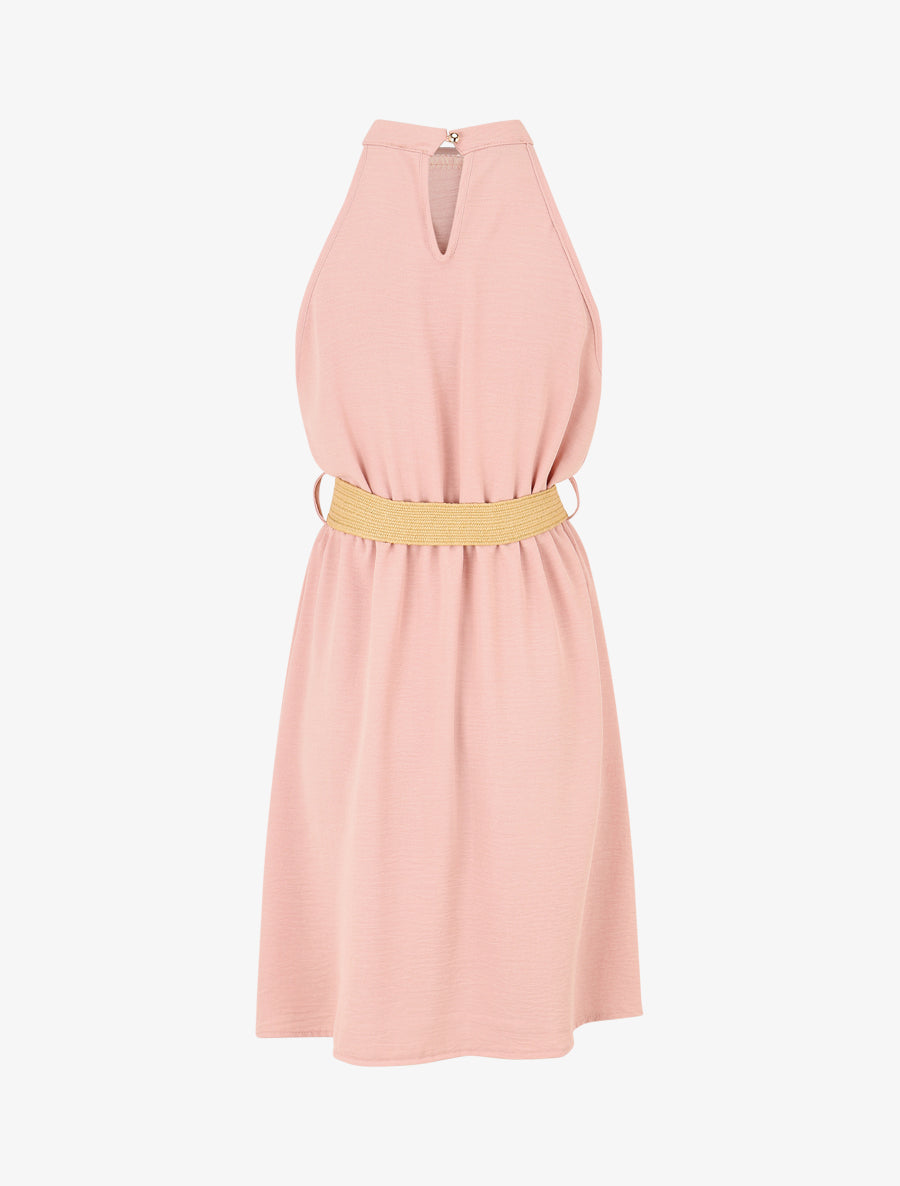 Robe unie à col américain - Vieux rose - 2