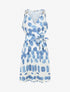 Robe mi-longue imprimé pois fantaisie et bretelles bijou - Bleu - 1