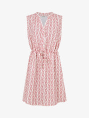 Robe mi-longue cintrée imprimé graphique - Rose - 1