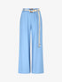 Pantalon uni à taille élastiquée - Bleu ciel - 1