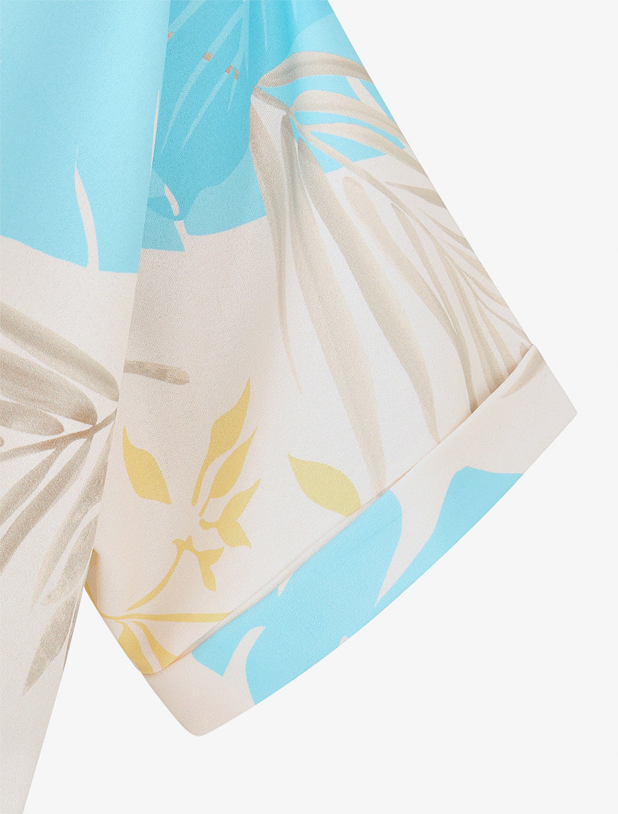 Combishort à imprimé tropical - Turquoise - 3