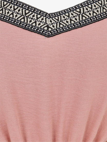 Combishort uni à bande graphique - Rose - 3