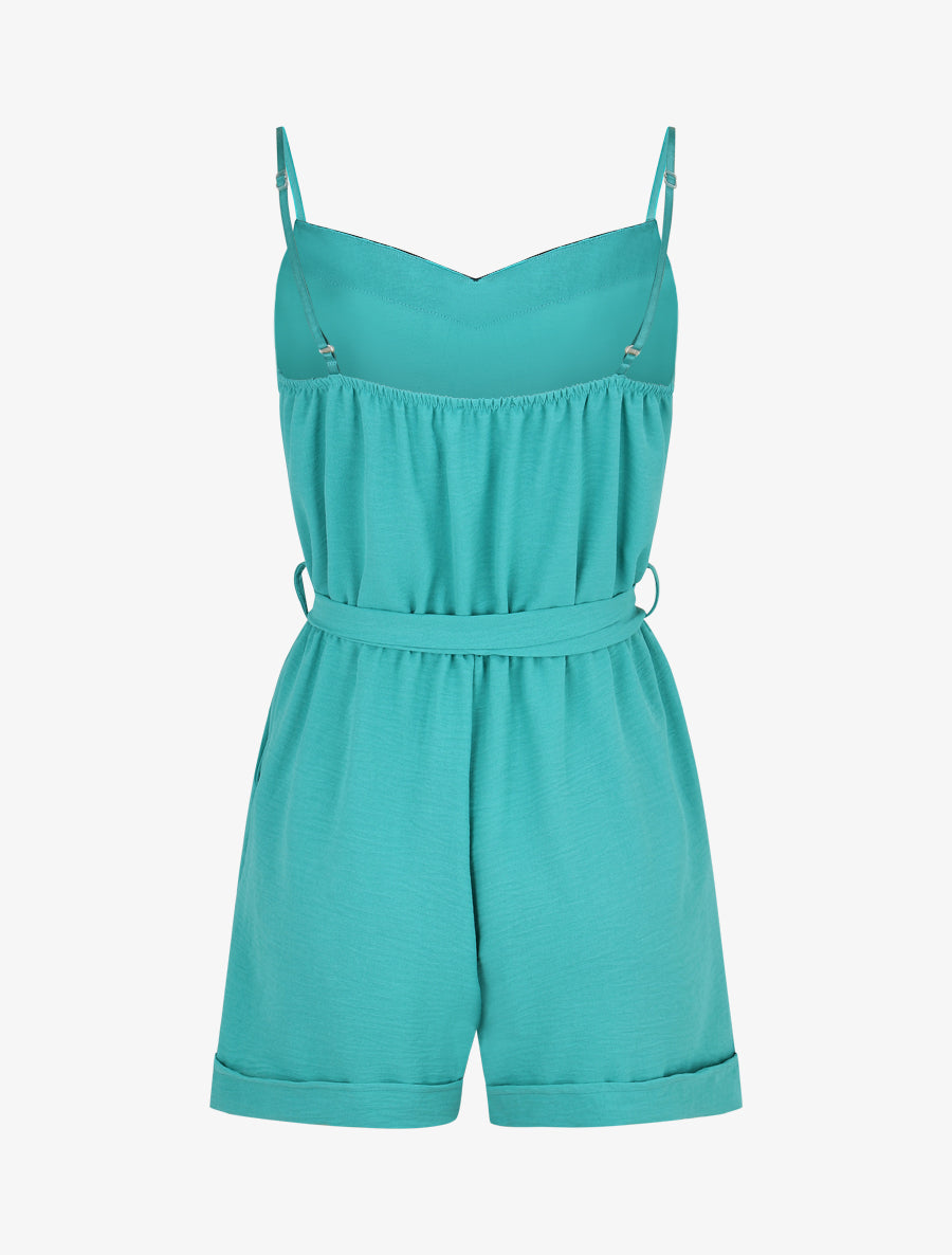 Combishort uni à bande graphique - Turquoise - 2