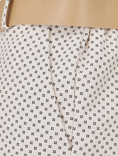 Short droit taille haute imprimé graphique - Beige - 3