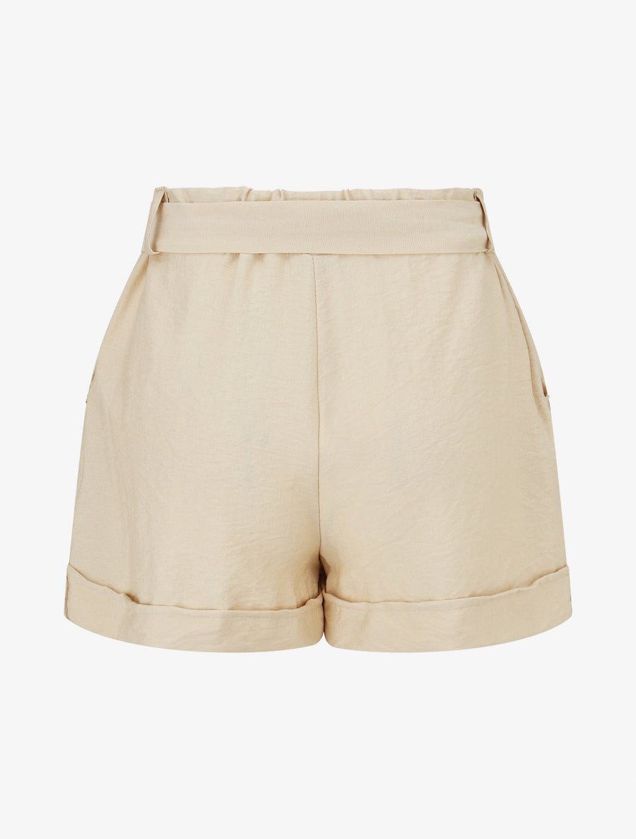 Short uni à revers - Beige - 2