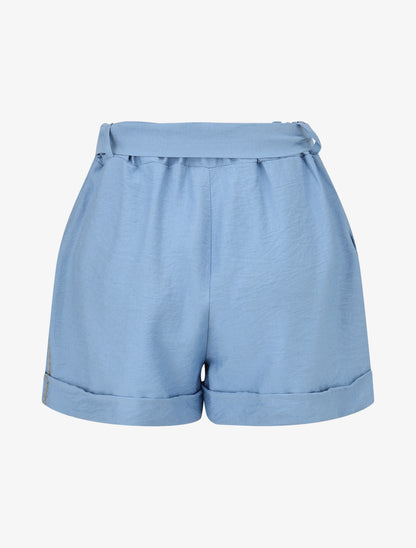 Short uni à revers - Bleu ciel - 2