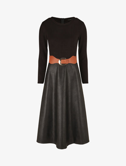 Robe patineuse bimatière - Noir - 1