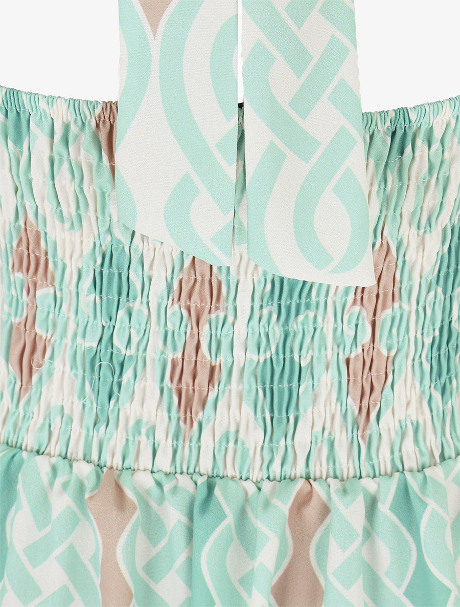 Robe dos nu imprimé graphique - Vert d&