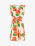Robe mi-longue fleurie à volants - Orange - 1