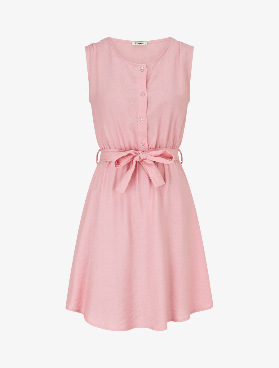 Robe mi-longue coupe évasée - Rose - 1