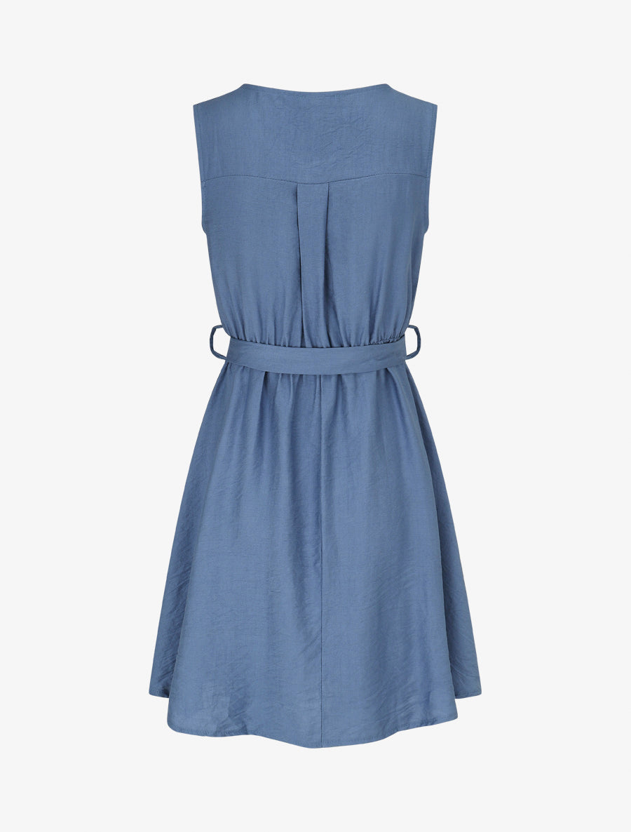 Robe mi-longue coupe évasée - Bleu - 2