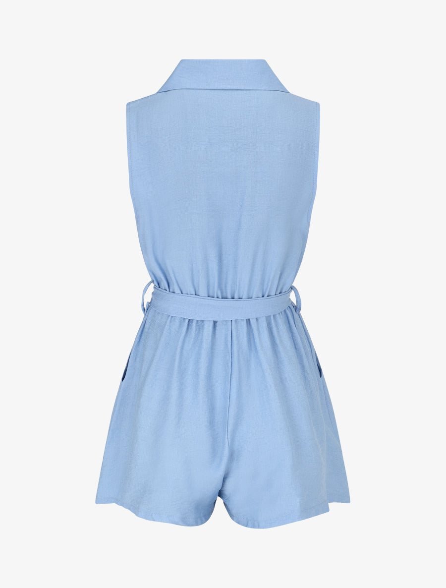 Combishort évasé style chemise - Bleu ciel - 2