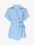 Blouse manches courtes à col cache-coeur - Bleu ciel - 1