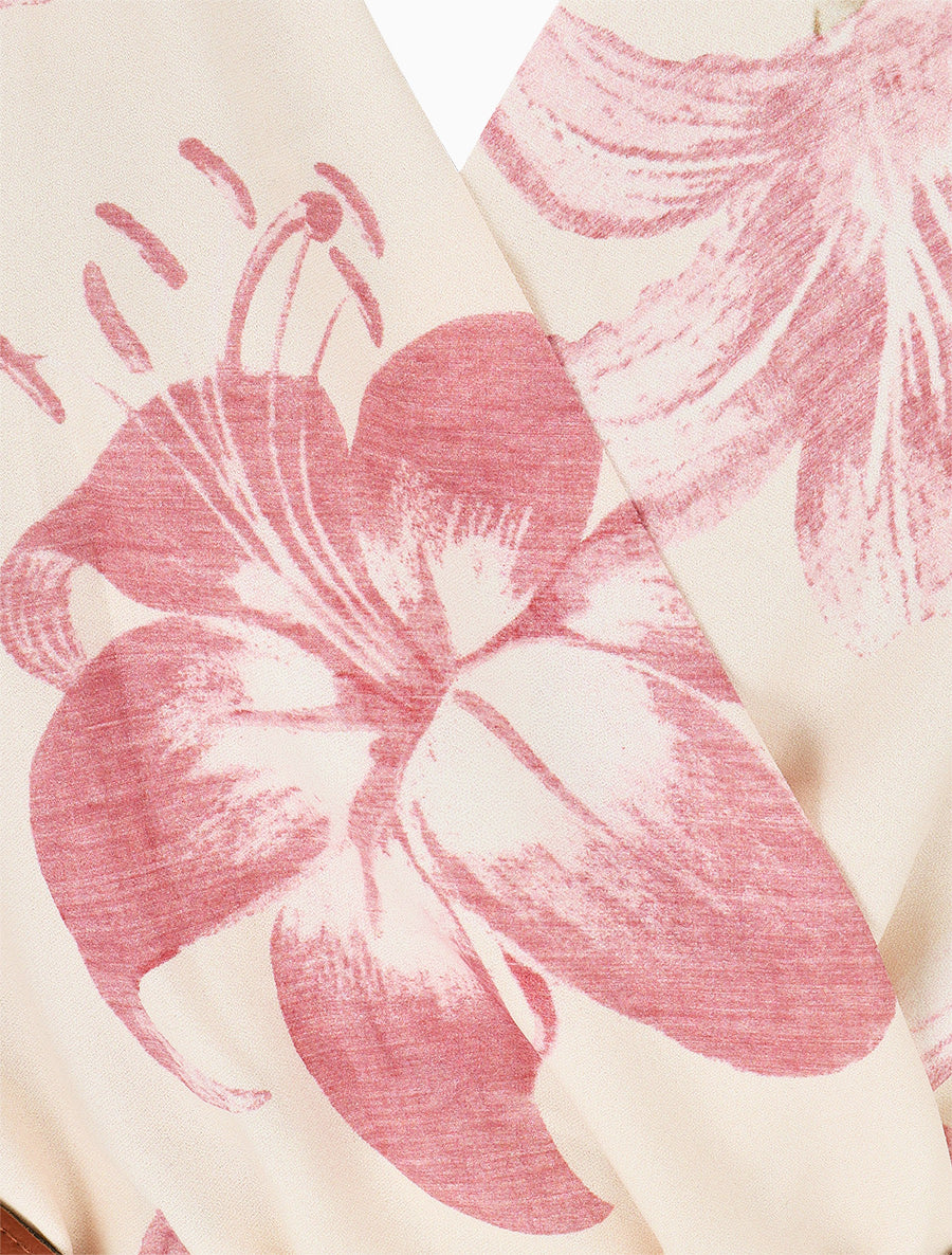 Robe longue élastiquée imprimé fleuri - Rose - 3