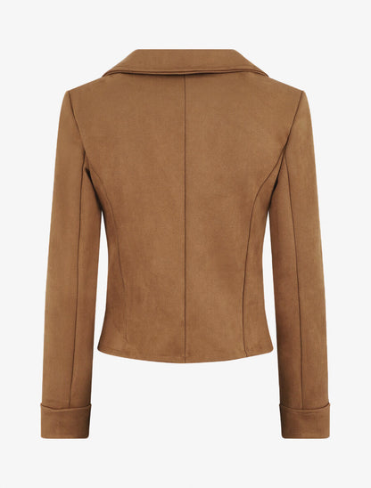 Veste en suédine à fausses poches - Camel - 2