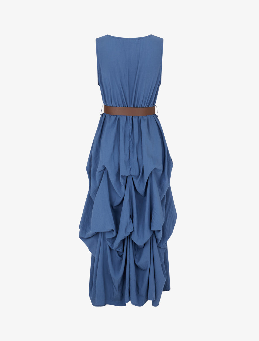 Robe longue sans manches effet bouffant - Bleu - 2