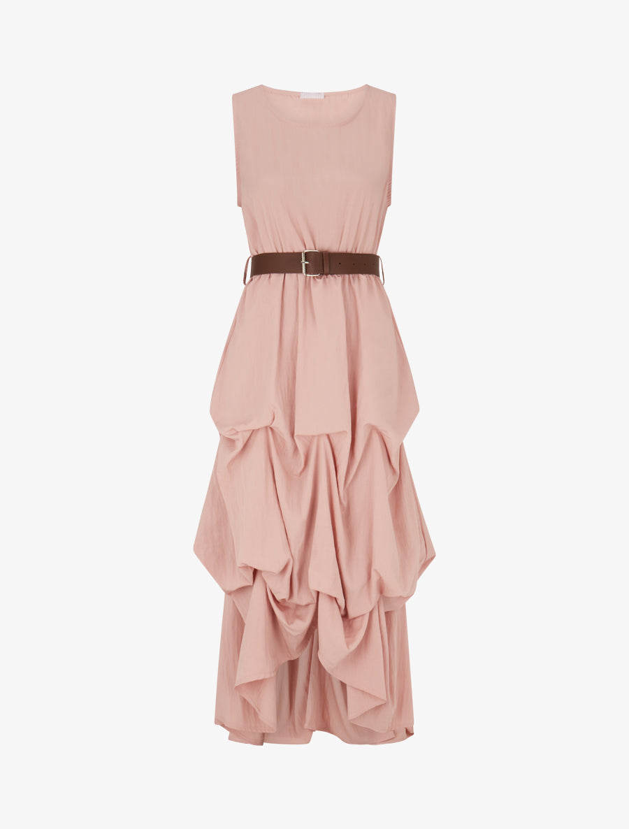 Robe longue sans manches effet bouffant - Rose - 1