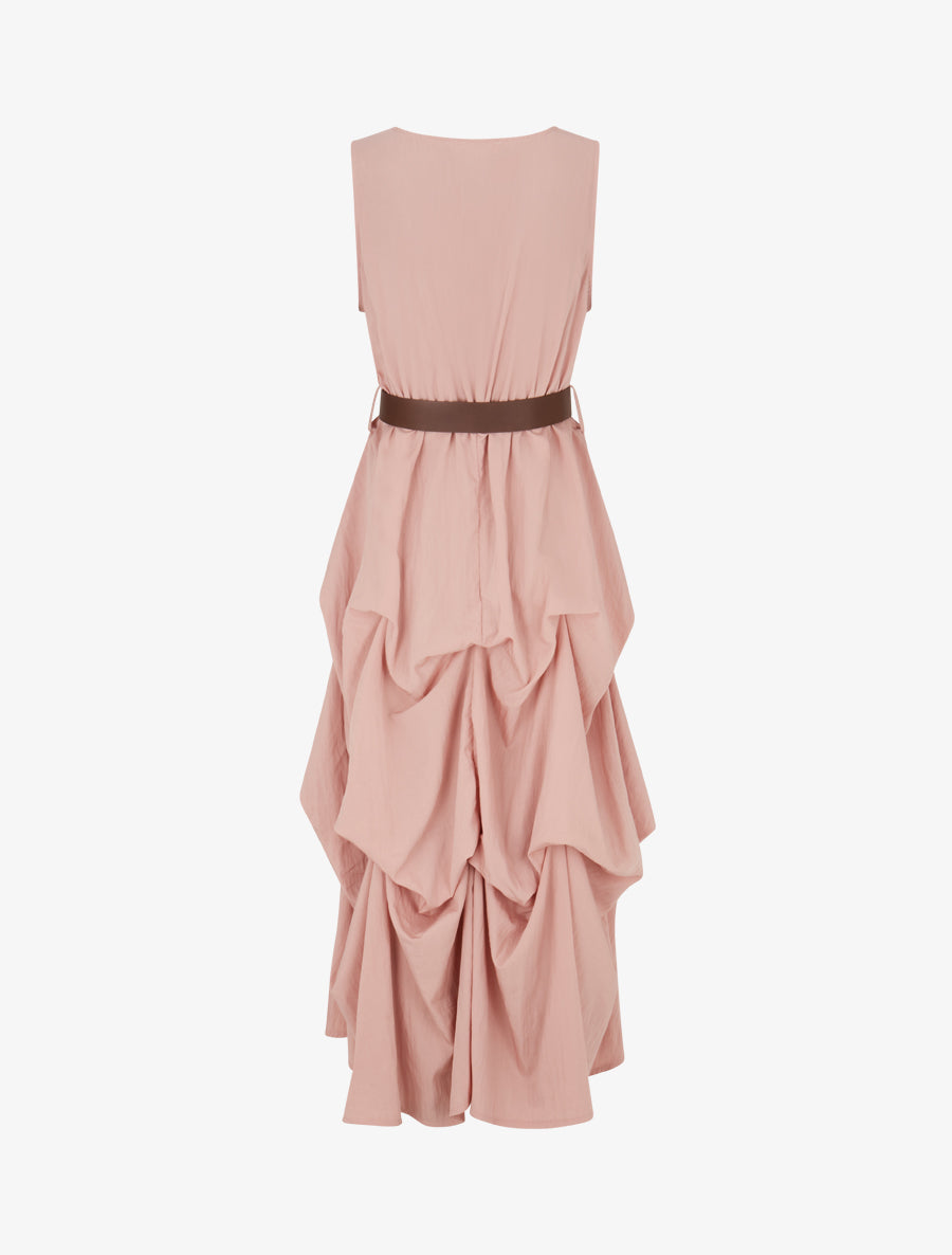Robe longue sans manches effet bouffant - Rose - 2