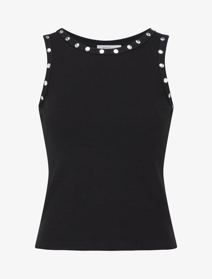 Crop top côtelé cloutés - Noir - 1