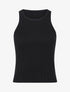 Crop top uni côtelé - Noir - 1