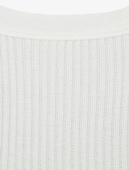 Crop top uni côtelé - Blanc - 3