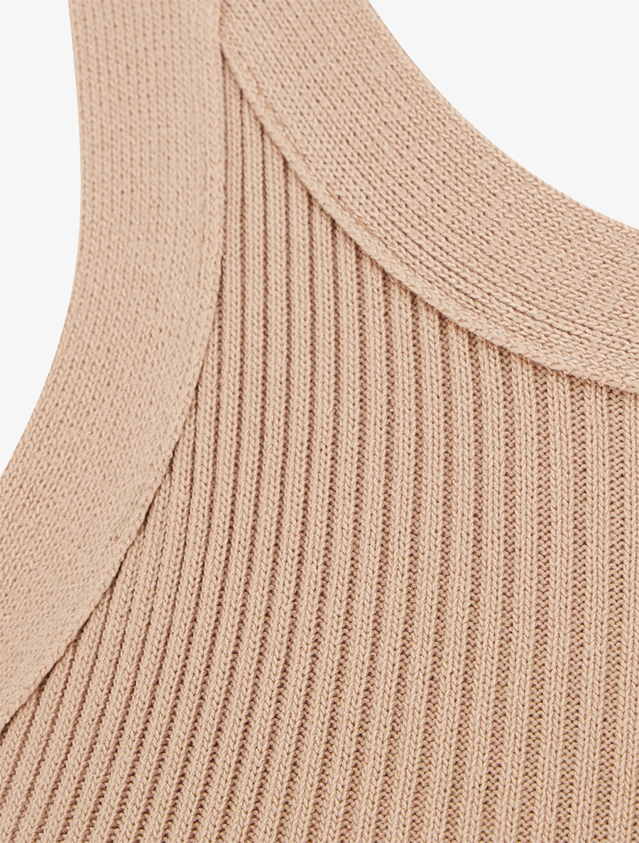 Crop top uni côtelé - Camel - 3
