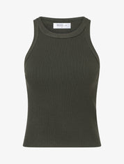 Crop top uni côtelé - Kaki - 1