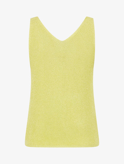 Débardeur uni en maille irisée à col V - Jaune - 2