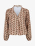 Blouse imprimé vagues stylisées - Marron - 1