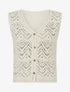 Gilet boutonné en crochet - Beige - 1